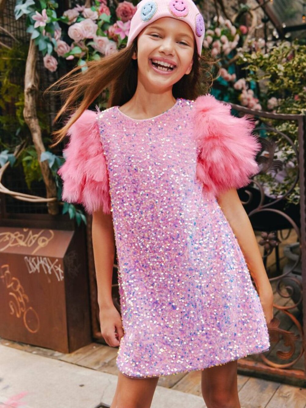 Rose Feather Party Dress